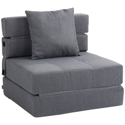 HOMCOM Chauffeuse Convertible 1 Place Tissu Gris