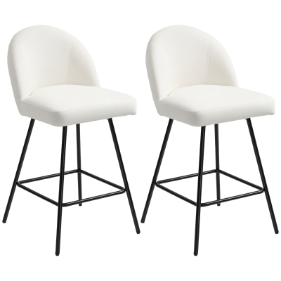 HOMCOM Set 2 Sgabelli Bar con Schienale in Velluto Crema