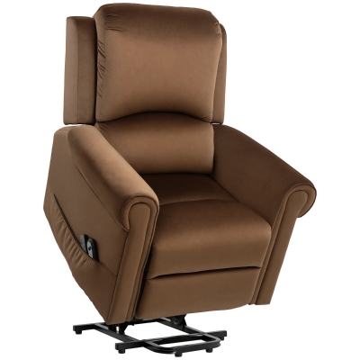 HOMCOM Poltrona Alzapersona Massaggiante Marrone Scuro