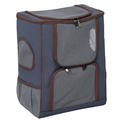 PawHut Zaino trasportino per cani e gatti 35cm x 28.5cm x 45cm Blu, Marrone