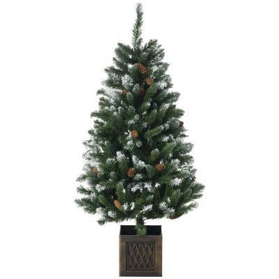 HOMCOM Árvore de Natal Artificial Nevada Altura 120 cm com 328 Ramos e Suporte Metálico Verde