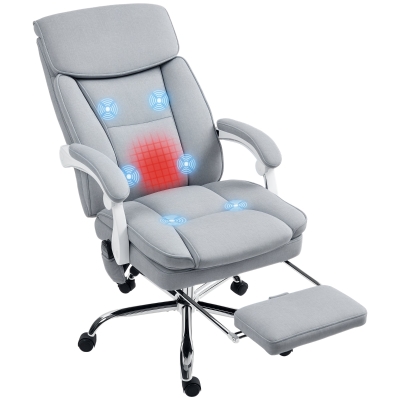 HOMCOM Sedia Ufficio Massaggiante Riscaldata e Reclinabile Grigio