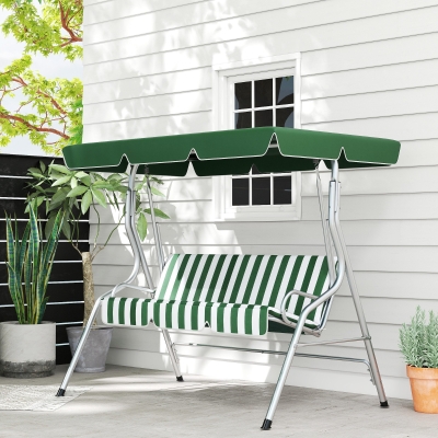 Outsunny Balancelle 3 Places Toit Réglable 1,7x1,1m Vert