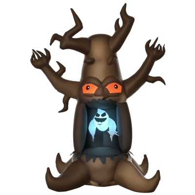 HOMCOM Aufblasbarer Halloween Baum Gespenst mit 3 Lichtern für den Garten Polyester Braun 180 x 140 x 240 cm