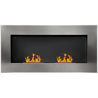 HOMCOM Camino a Bioetanolo 110cm x 14cm x 54cm Argento