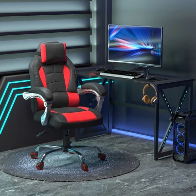 HOMCOM Sedia Gaming Reclinabile Supporto Lombare e Poggiatesta