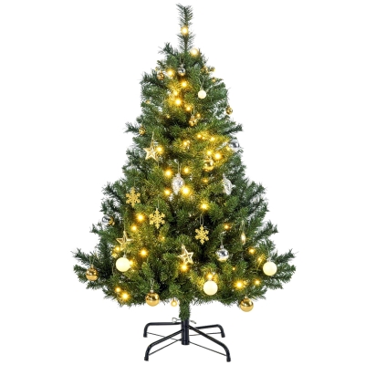 HOMCOM Weihnachtsbaum Christbaum Kunsttanne, 1,2m, LEDs, inkl. Stern, 75 cm x 75 cm x 120 cm, Grün