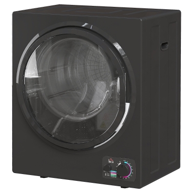 HOMCOM Tragbarer elektrischer Wäschetrockner 850W, Kapazität 33L, 4 Betriebsmodi, Edelstahl, 49 x 40,5 x 60 cm, Schwarz