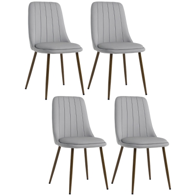 Set de 4 Scaune de Masa, cu Tapiterie din Catifea si Spatar Curbat