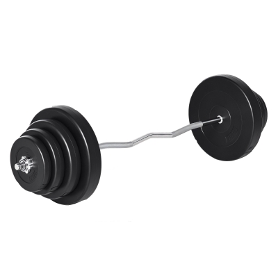 HOMCOM Barra de Pesas Curvada 70 kg Barra de Rizo Set de Musculación con 8 Discos de Pesos 2,5kg-15kg Intercambiables para Mancuernas/Brazadas/Sentadillas en Gimnasio Casa 140x38,5x38,5 cm Negro
