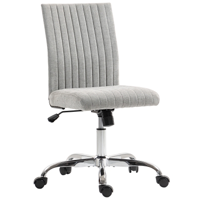 HOMCOM Chaise Bureau Pivotante Réglable Tissu Gris