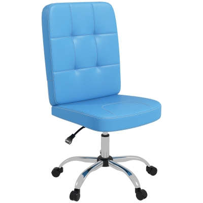 Vinsetto Silla de Oficina sin Brazos Silla de Escritorio Giratorio de Piel Sintética con Altura Ajustable 45x59x90-100 cm Azul