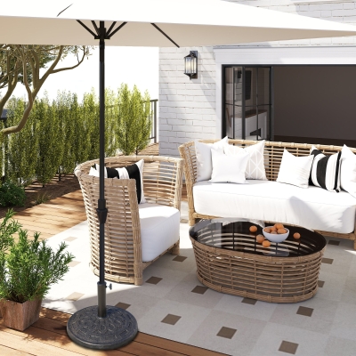 Outsunny Garden Parasol Base Holder Resin Bronze 14kg