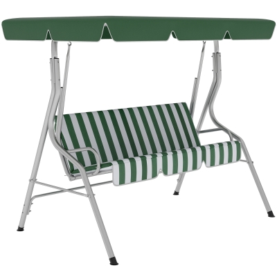 Outsunny Balancelle 3 Places Toit Réglable 1,7x1,1m Vert