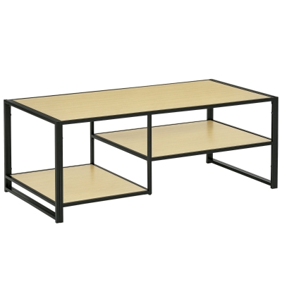 HOMCOM Tavolino da caffè 120cm x 60cm x 46cm Rovere