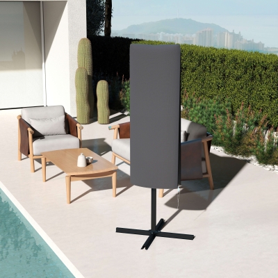 Outsunny Outdoor Cantilever Umbrella Cover Parasol with Rod, Zipper, Dark Grey