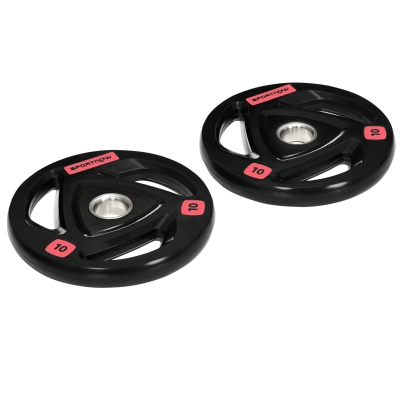 SPORTNOW Juego de 2 Discos de Pesas sin Barra de 10 kg con Orificio de 5 cm para Entrenamiento de Fuerza Ø32x4,5cm Negro