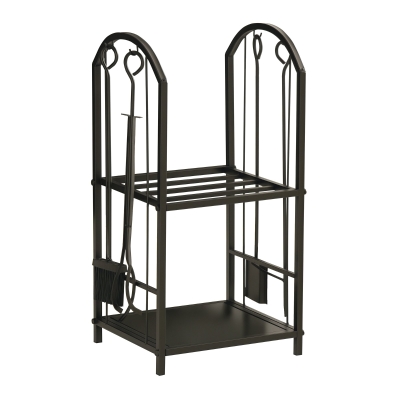 Outsunny Porte-bûches 2 Niveaux Métal Noir 74,5cm