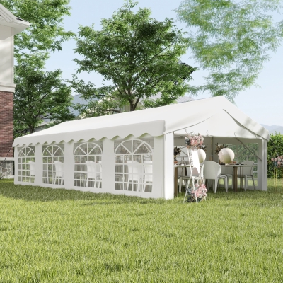 Outsunny Gazebo da Giardino 8x4m Pareti Rimovibili e 8 Finestre