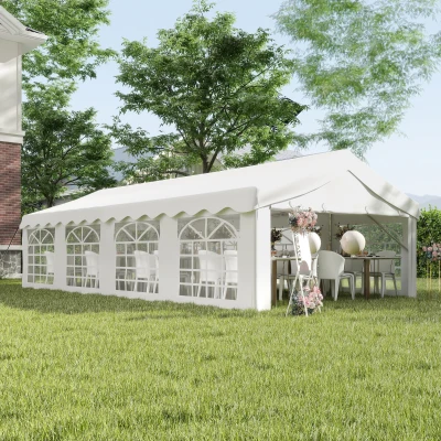 Outsunny Gazebo da Giardino 8x4m Pareti Rimovibili e 8 Finestre