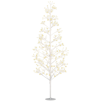 HOMCOM Albero di Natale con 384 Luci LED e Rami Pieghevoli Bianco