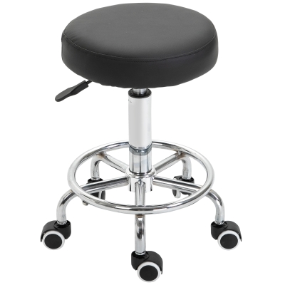 Vinsetto Tabouret Pivotant Massage Noir Hauteur Réglable 50-64 cm