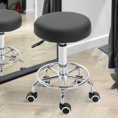 Vinsetto Tabouret Pivotant Massage Noir Hauteur Réglable 50-64 cm