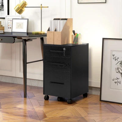 HOMCOM Cassettiera Portadocumenti 39.2cm x 40cm x 65.4cm Nero