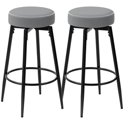 HOMCOM Faux Leather Bar Stools Set of 2 Grey/Black