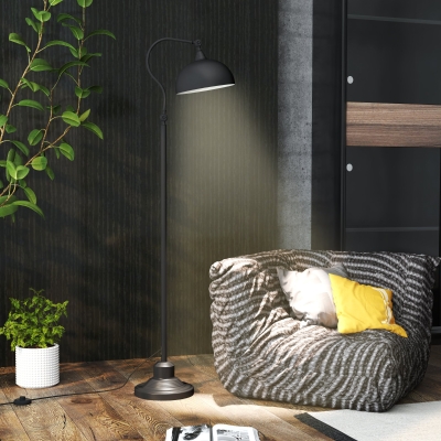 HOMCOM Lampara de Pie Salon giratorio a 180°, lampara a arco con pantalla ajustable, interruptor de pie, 42x25,5x152cm, negro