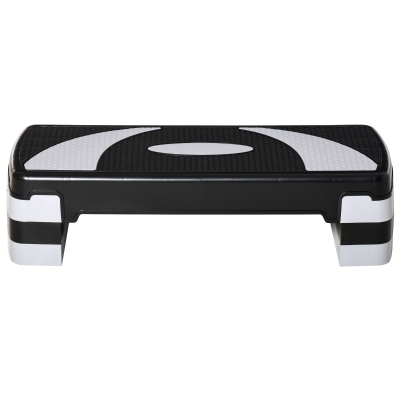 HOMCOM Step de Aeróbic Step para Fitness Antideslizante con Altura Regulable 3 Niveles de 10/15/20 cm Tabla Plataforma Stepper para Deporte y Ejercicio en Casa Gimnasia Carga 150 kg 80x31x20 cm Negro