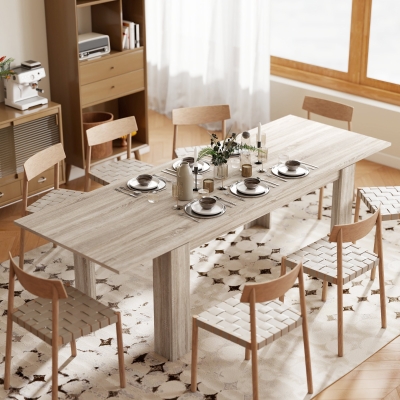 HOMCOM Mesa de comedor extensible, de 180 a 260 cm, para 6-10 personas, madera