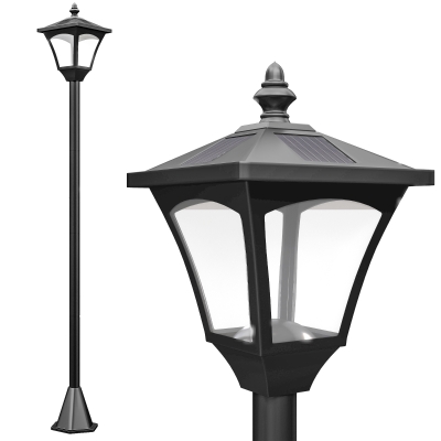 Outsunny Farola Solar Exterior Luz Solar Exterior Jardín Lámpara de Pie con Apagado Automático IP44 para Exteriores Patio Terraza 15x15x120 cm Negro