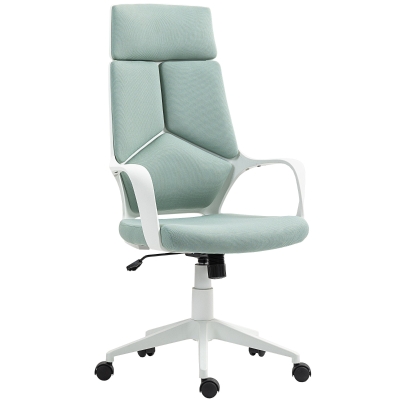 HOMCOM Silla de Oficina en Tela con Balanceo, Altura Ajustable y Asiento Giratorio, 63x63x117-127 cm, Verde
