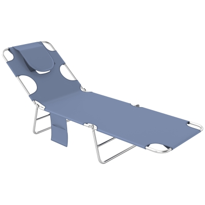 Outsunny Foldable Sun Lounger Grey with Adjustable Backrest