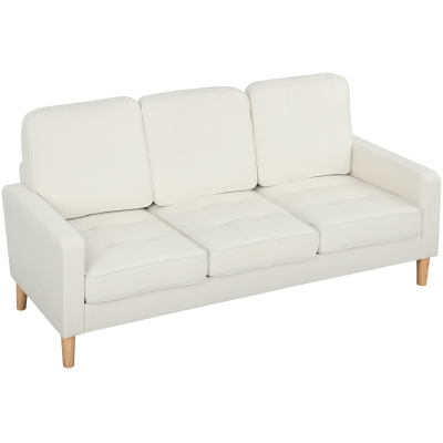 HOMCOM Canapé 3 Places Velours Moderne Pieds Bois Crème