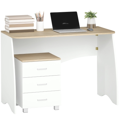 HOMCOM Scrivania 110cm x 55cm x 75cm Bianco