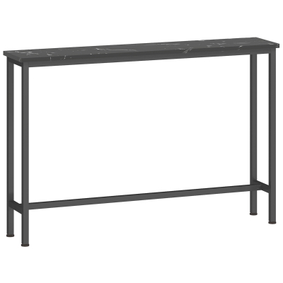 HOMCOM Consola Recibidor Estrecha con Superficie con Efecto Mármol y Marco de Metal 100x20x66 cm Negro