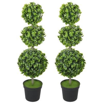 HOMCOM Plante Artificielle en Pot Vert Feuilles Plastique