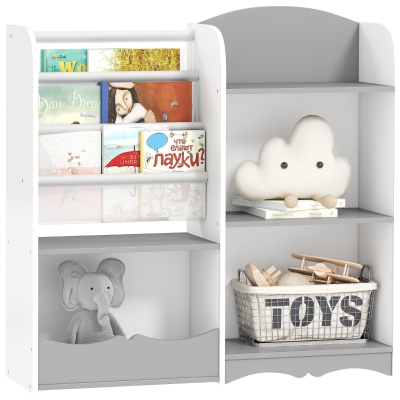 ZONEKIZ Scaffale Portagiochi per Bambini in Legno Grigio