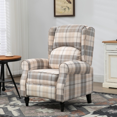 HOMCOM Recliner Armchair Padded Seat Living Room Khaki