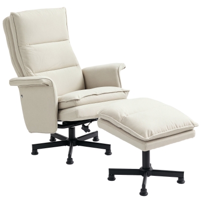 HOMCOM Sillón masajeador eléctrico relajante con reposapiés y control remoto tela imitación lino 78 x 93 x 99 cm beige