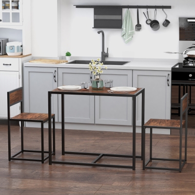 HOMCOM 3 Pcs Table Stool Set Steel Frame MDF Modern