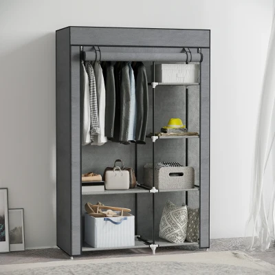 HOMCOM Armadio di Tessuto 103x43x162.5 cm Grigio scuro