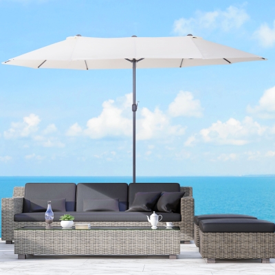 Outsunny 4.6m Garden Parasol Double-Sided Sun Umbrella Patio Market Shelter Canopy Shade Outdoor White- NO BASE