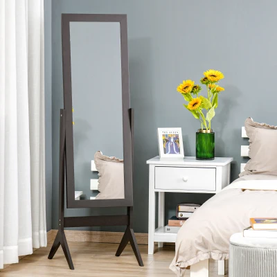 HOMCOM Full Length Mirror, Freestanding Dressing Mirror with Adjustable Angle for Bedroom, 148cm x 47cm, Brown