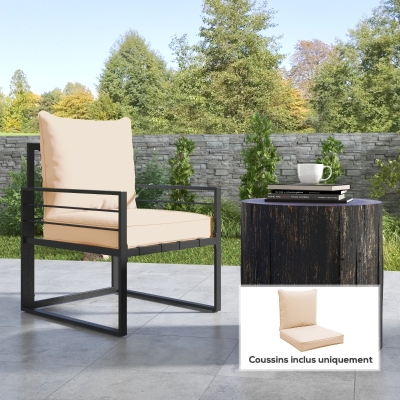 Outsunny Coussins Chaise Jardin Beige Polyester x2