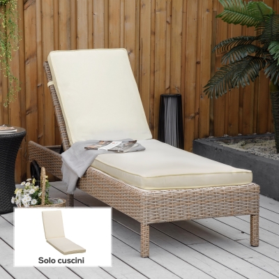 Outsunny Cuscino per Sdraio Imbottito e Sfoderabile 188x53x8cm