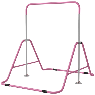 HOMCOM Barre Gym Enfant Pliable Rose 88-128cm
