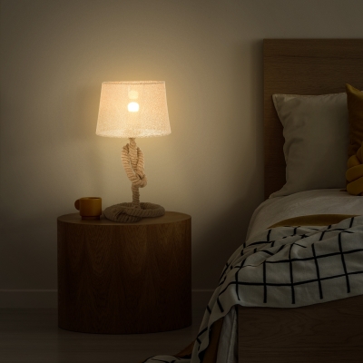 HOMCOM Nautical Style Table Lamp with Fabric Lampshade, Metal Frame Power Switch, 54cm Home Desk Lamp, E27 Base, for Bedroom, Living Room, Study, Beige
